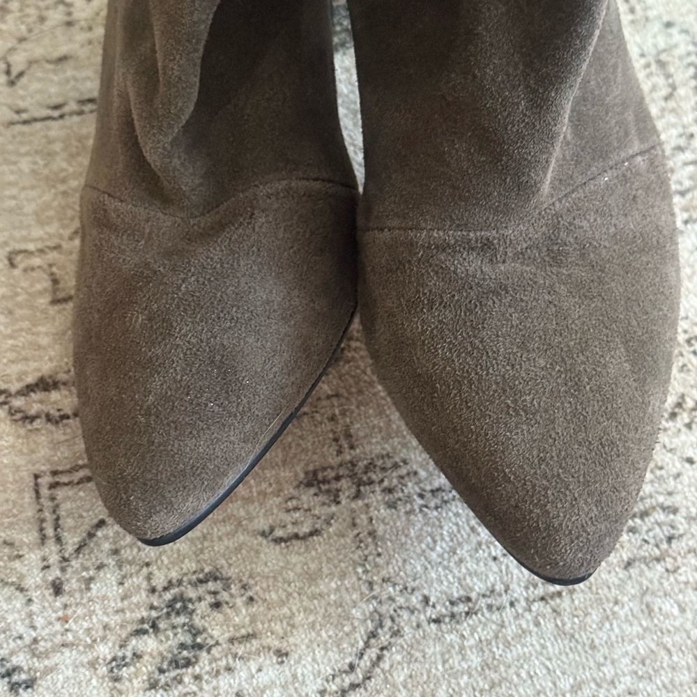 Isabel Marant Brown Suede and Black Leather Pointed Short Boots - Picture 2 of 11